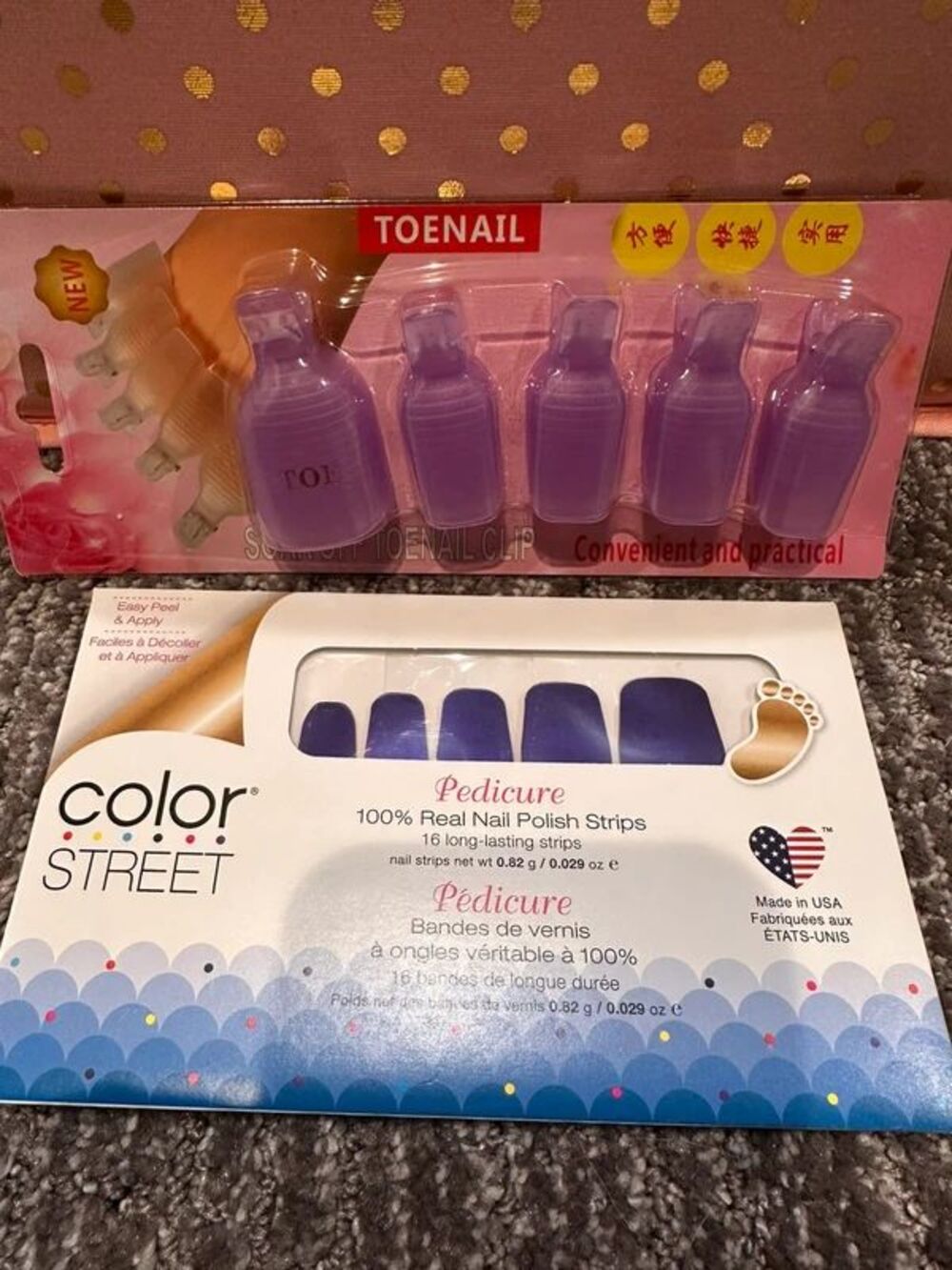 Color Street Pedicure Evening Sky & Soak Off Toe Clips